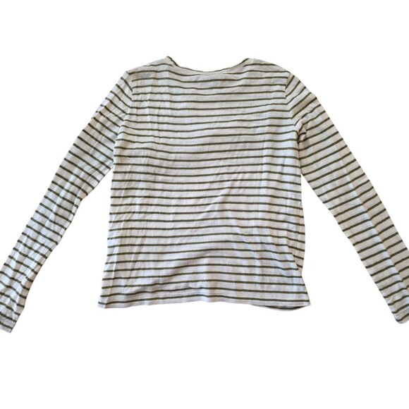 Lucky Brand Women’s Striped Ruffle Top Size S New With Tags Green White Cotton - Picture 7 of 10